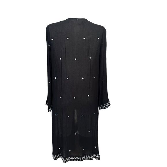 Soft Surroundings Black Breezeway Kimono Embellished‎ Mirror accent sz M New - Picture 8 of 12